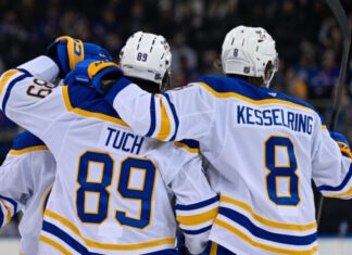Alex Tuch, Zach Benson, and Michael Kesselring